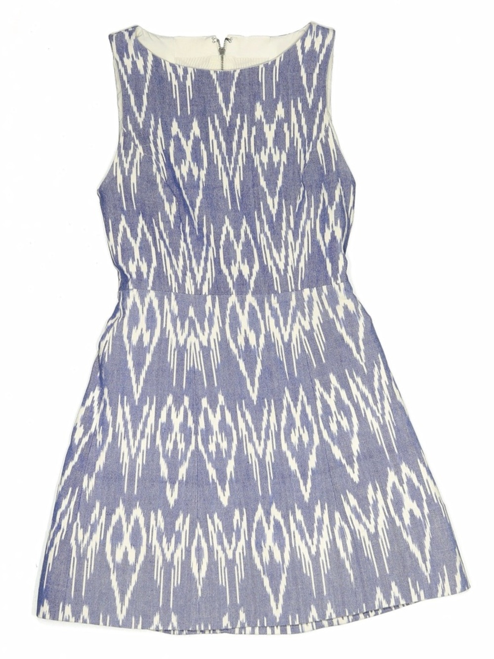 Alice + Olivia Blue and White Sleeveless Ikat Mini Dress